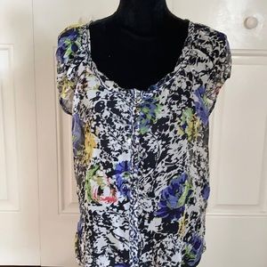 Elizabeth & James Sheer Silk Scoop Neck Blouse